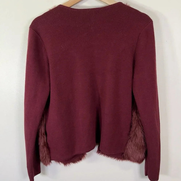 Banana Republic Faux Fur Burgundy Open Cardigan - Picture 16 of 16